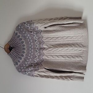 Chico's Tan Fair Isle Nordic Mock Neck Sweater Size Small S
